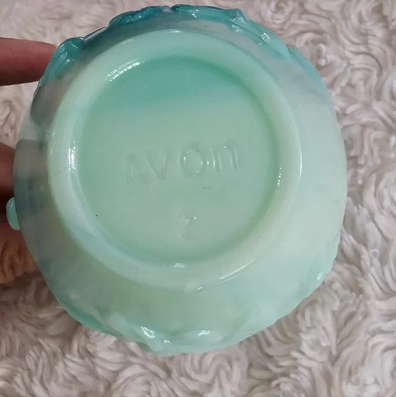 Vintage 1970s Avon Aqua Swirl Floral Rose Decanter Pitcher 4.5 Inch Tall EUC - Picture 11 of 16